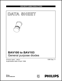 BAV100 datasheet: General purpose diode. Repetitive peak reverse voltage 60 V. BAV100