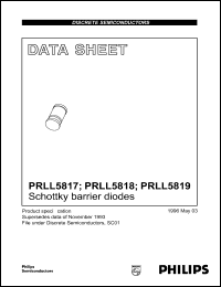 PRLL5819 datasheet: Schottky barrier diode. Repetitive peak reverse voltage 40 V. PRLL5819