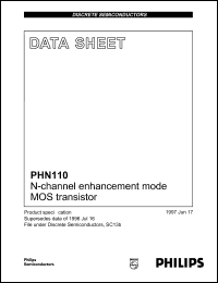 PHN110 datasheet: N-channel enhancement mode vertical MOS transistor. PHN110