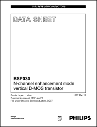 BSP030 datasheet: N-channel enhancement mode vertical D-MOS transistor. BSP030