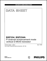 BSP254A datasheet: P-channel enhancement mode vertical D-MOS transistor. BSP254A