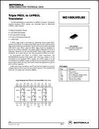 MC100LVEL92DW datasheet: Triple PECL to LVPECL Translator MC100LVEL92DW