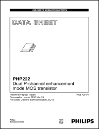 PHP222 datasheet: Dual P-channel enhancement mode MOS transistor. PHP222