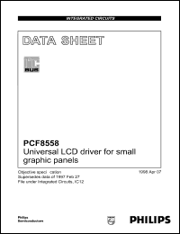 PCF8558U/10 datasheet: Universal LCD driver for small graphic panels. Chip on FFC. PCF8558U/10