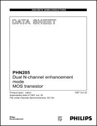 PHN205 datasheet: Dual N-channel enhancement mode MOS transistor. PHN205
