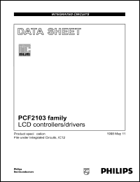 PCF2103EU/2/F2 datasheet: LCD controller/driver. Chip with bumps in tray. PCF2103EU/2/F2