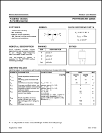 PBYR645CTD datasheet: Rectifier diode. Schottky barrier. PBYR645CTD