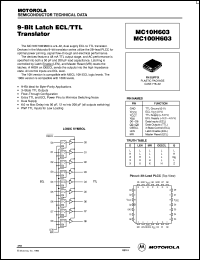 MC10H603FNR2 datasheet: 9-Bit Latch ECL/TTL Translator MC10H603FNR2