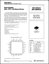 MC10H643FNR2 datasheet: Dual Supply ECL-TTL 1:8 Clock Driver MC10H643FNR2