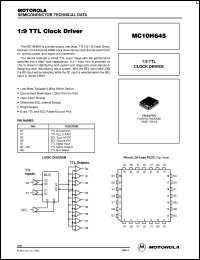 MC10H645FNR2 datasheet: 1:9 TTL Clock Driver MC10H645FNR2