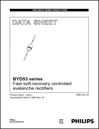 BYD53D datasheet: Fast soft-recovery controlled avalanche rectifier. Repetitive peak reverse voltage 200 V. BYD53D