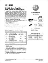 MC14076BCP datasheet: 4-Bit D-Type Register with Three-State Outputs MC14076BCP