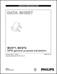 BCV71 datasheet: NPN general purpose transistor. BCV71