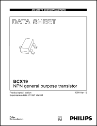 BCX19 datasheet: NPN general pupose transistor. BCX19