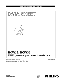 BCW30 datasheet: PNP general purpose transistor. BCW30