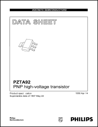 PZTA92 datasheet: PNP high-voltage transistor. PZTA92