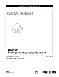 BCW89 datasheet: PNP general purpose transistor. BCW89