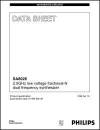 SA8026DH datasheet: 2.5GHz low voltage fractional-N dual frequency synthesizer. SA8026DH