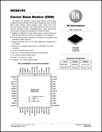 MC68194FJR2 datasheet: Carrier Band Modem (CBM) MC68194FJR2