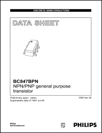 BC847BPN datasheet: NPN/PNP general purpose transistor. BC847BPN