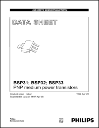 BSP31 datasheet: PNP medium power transistor. BSP31