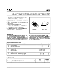 L200 datasheet: ADJUSTABLE VOLTAGE AND CURRENT REGULATOR L200