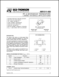 AM1011-400 datasheet: L-BAND AVIONICS APPLICATIONS RF & MICROWAVE TRANSISTORS AM1011-400