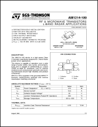 AM1214-100 datasheet: L-BAND RADAR APPLICATIONS RF & MICROWAVE TRANSISTORS AM1214-100