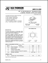 AM1214-200 datasheet: L-BAND RADAR APPLICATIONS RF & MICROWAVE TRANSISTORS AM1214-200