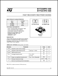BYT230PIV-400 datasheet: FAST RECOVERY RECTIFIER DIODES BYT230PIV-400