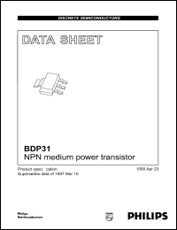 BDP31 datasheet: NPN medium power transistor. BDP31