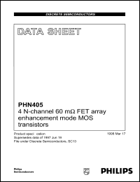 PHN405 datasheet: 4 N-channel 60 mOhm FET array enhancement mode MOS transistor. PHN405