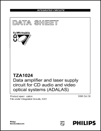 TZA1024T datasheet: Data amplifier and laser supply circuit for CD audio and video optical systems (ADALAS). TZA1024T