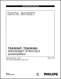 TZA3034T datasheet: SDH/SONET STM1/OC3 postamplifier. TZA3034T