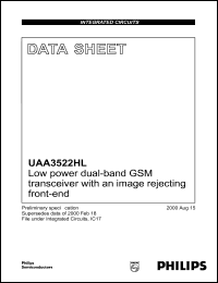 UAA3522HL datasheet: Low power dual-band GSM transceiver with an image rejecting front-end. UAA3522HL
