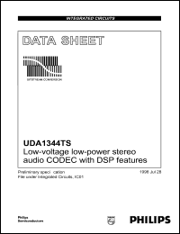 UDA1344TS datasheet: Low-voltage low-power stereo audio CODEC with DSP features. UDA1344TS