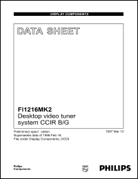 FI1216MK2/HM/IEC datasheet: Desktop video tuner system CCIR B/G. IEC. FI1216MK2/HM/IEC