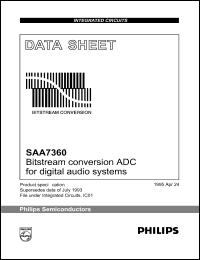 SAA7360GP datasheet: Bitstream conersion ADC for digital audio systems. SAA7360GP