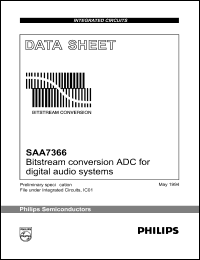SAA7366T datasheet: Bitstream conersion ADC for digital audio systems. SAA7366T