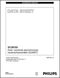 SC26C92A1N datasheet: Dual universal asynchronous recever/transmitter (DUART). SC26C92A1N