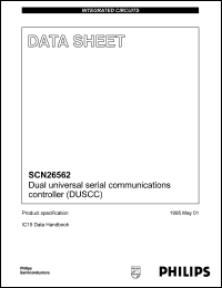 SCN26562C4N48 datasheet: Dual universal serial communications controller (DUSCC). Vcc = +5V +- 5%. Serial data rate = 4Mbps maximum. SCN26562C4N48