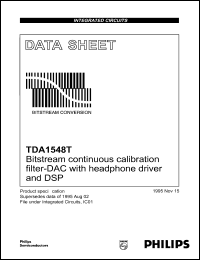 TDA1548T datasheet: Bitstream continuous calibration filter-DAC with headphone driver and DSP. TDA1548T