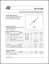 BYT01-400 datasheet: FAST RECOVERY RECTIFIER DIODES BYT01-400