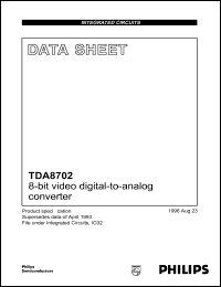 TDA8702T datasheet: 8-bit video digital-to-analog converter. TDA8702T