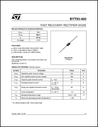 BYT03-400 datasheet: FAST RECOVERY RECTIFIER DIODE BYT03-400