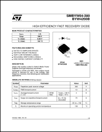 SMBYW04-200 datasheet: HIGH EFFICIENCY FAST RECOVERY DIODES SMBYW04-200