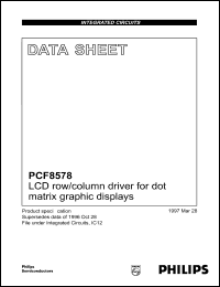 PCF8578U7 datasheet: 2.5-6 V, LCD row/column driver PCF8578U7