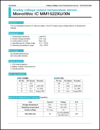 MM1522XU datasheet: Analog voltage output temperature sensor MM1522XU