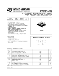 STE15NA100 datasheet: N-CHANNEL ENHANCEMENT MODE FAST POWER MOS TRANSISTOR STE15NA100