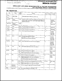 M50436-xxxSP datasheet: Single-chip 4-bit CMOS microcomputer for voltage synthesizer with on-screen display controller M50436-xxxSP